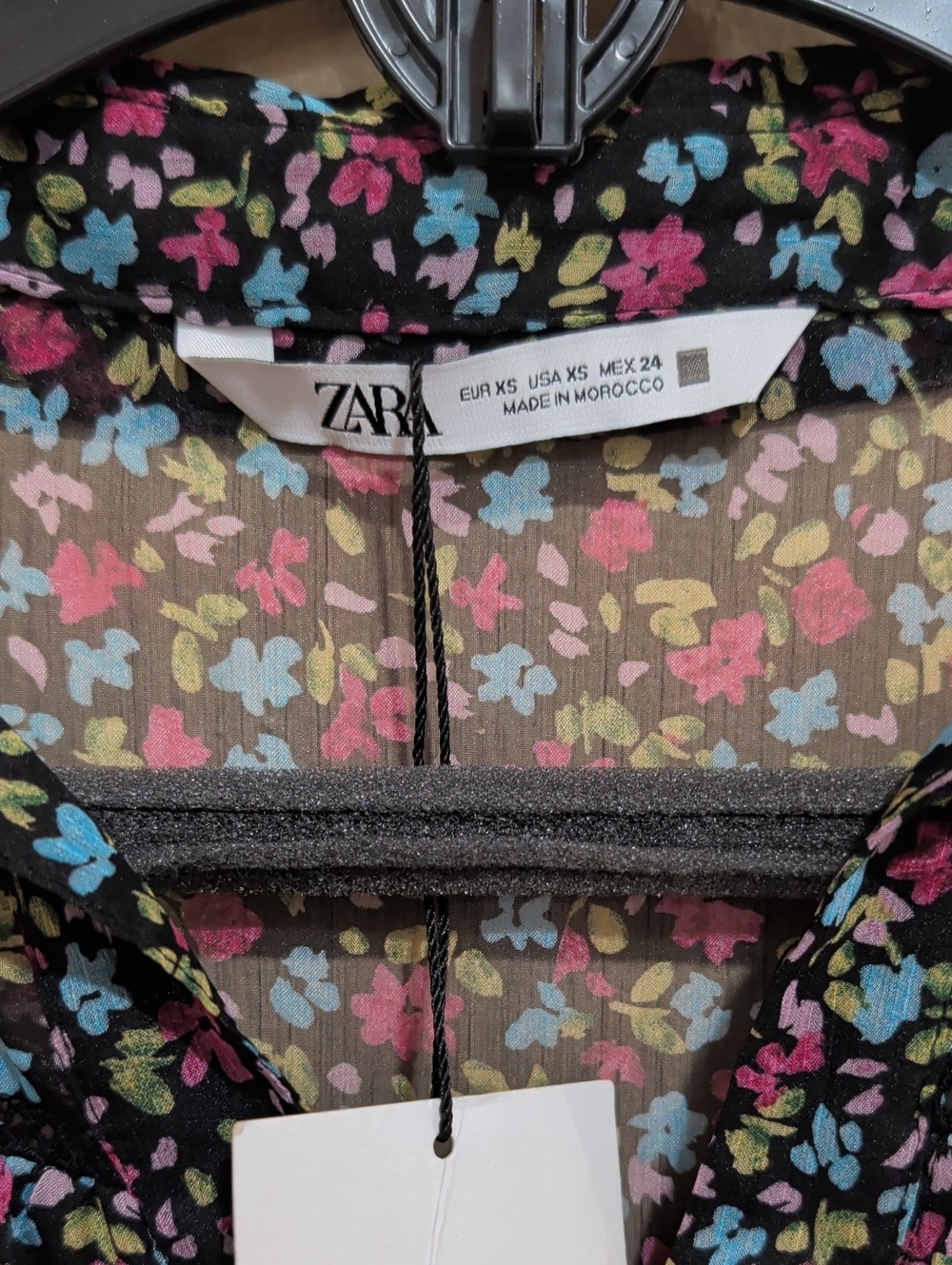 Zara floral print mini dress featuring sheer long sleeves, a ruffle tiered desig - Picture 3 of 7